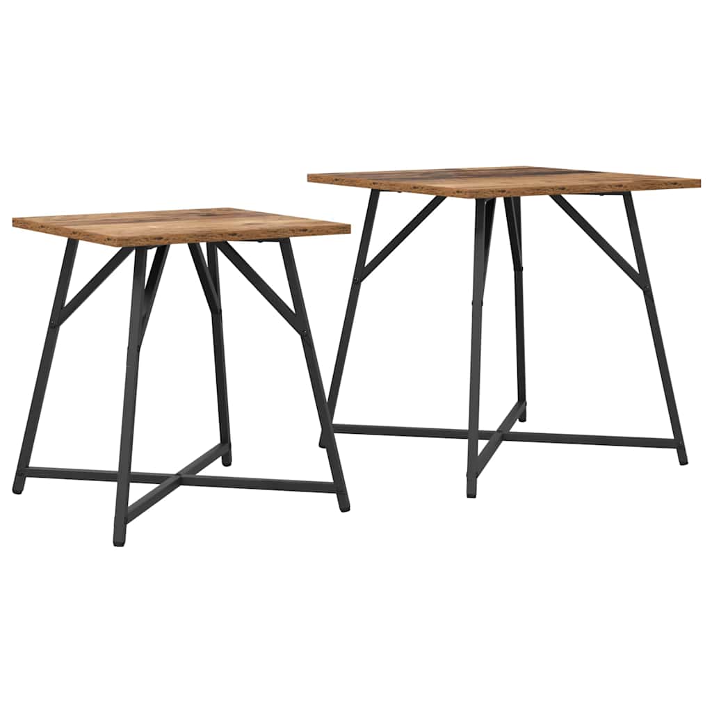 Ensemble de tables d'appoint 2 pcs Bois ancien et noir - XIOS