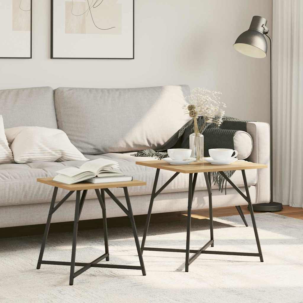 Ensemble de tables d'appoint 2 pcs Chêne artisanal et noir - XIOS