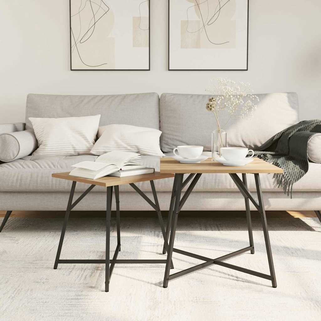 Ensemble de tables d'appoint 2 pcs Chêne artisanal et noir - XIOS