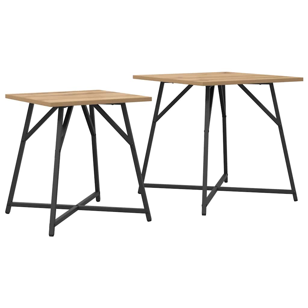 Ensemble de tables d'appoint 2 pcs Chêne artisanal et noir - XIOS