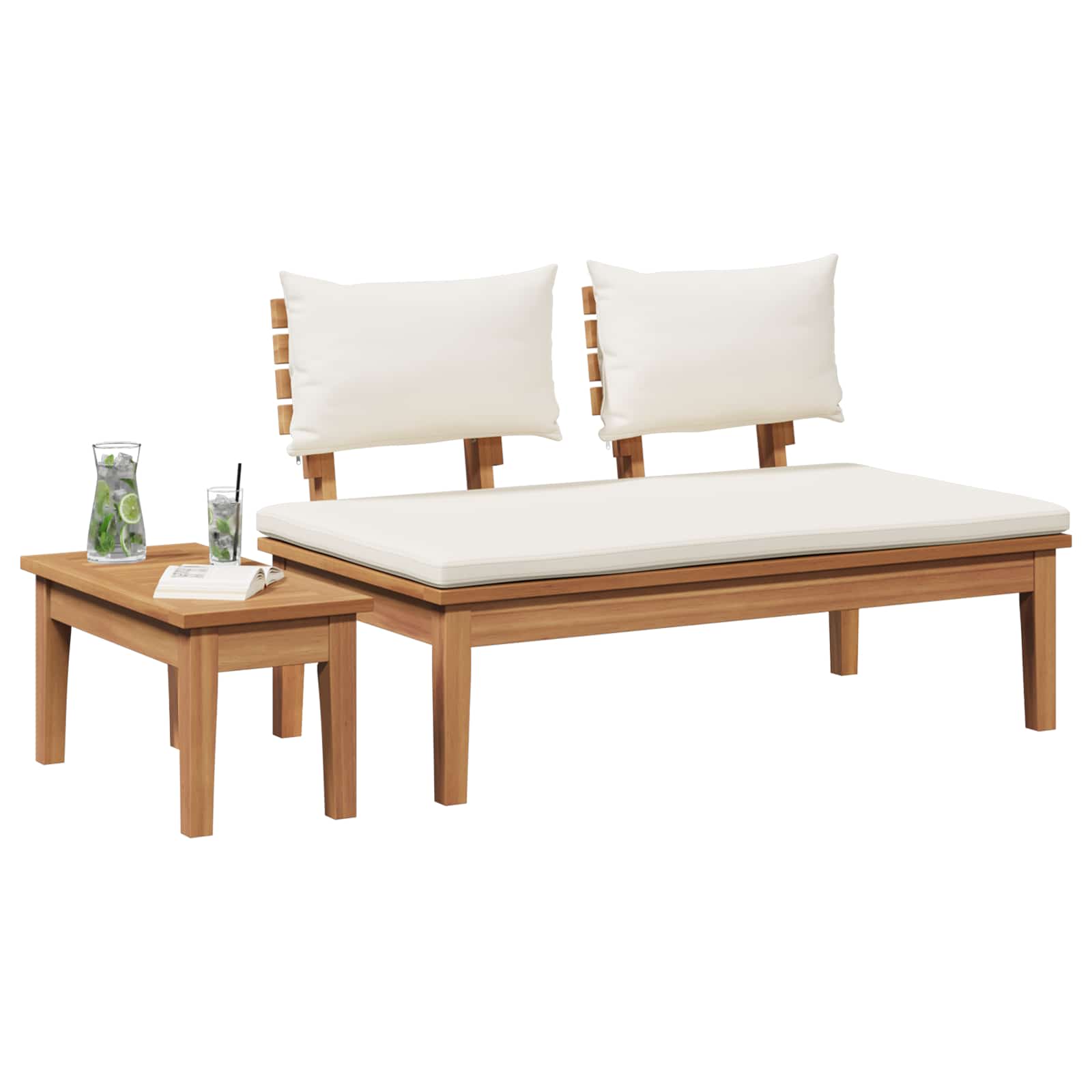 Ensemble banc et table de jardin 2 pcs Crème et marron - XIOS