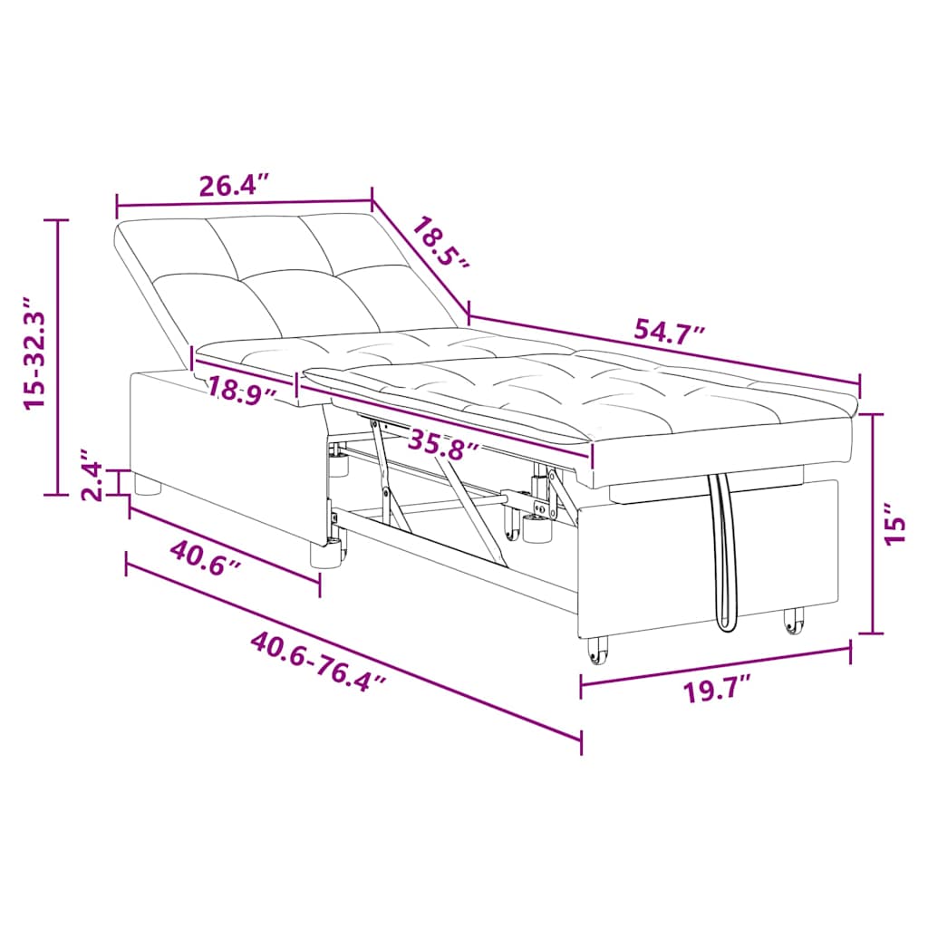 Canapé-Lit Gris clair 194 x 67 x 37 cm tissu - XIOS