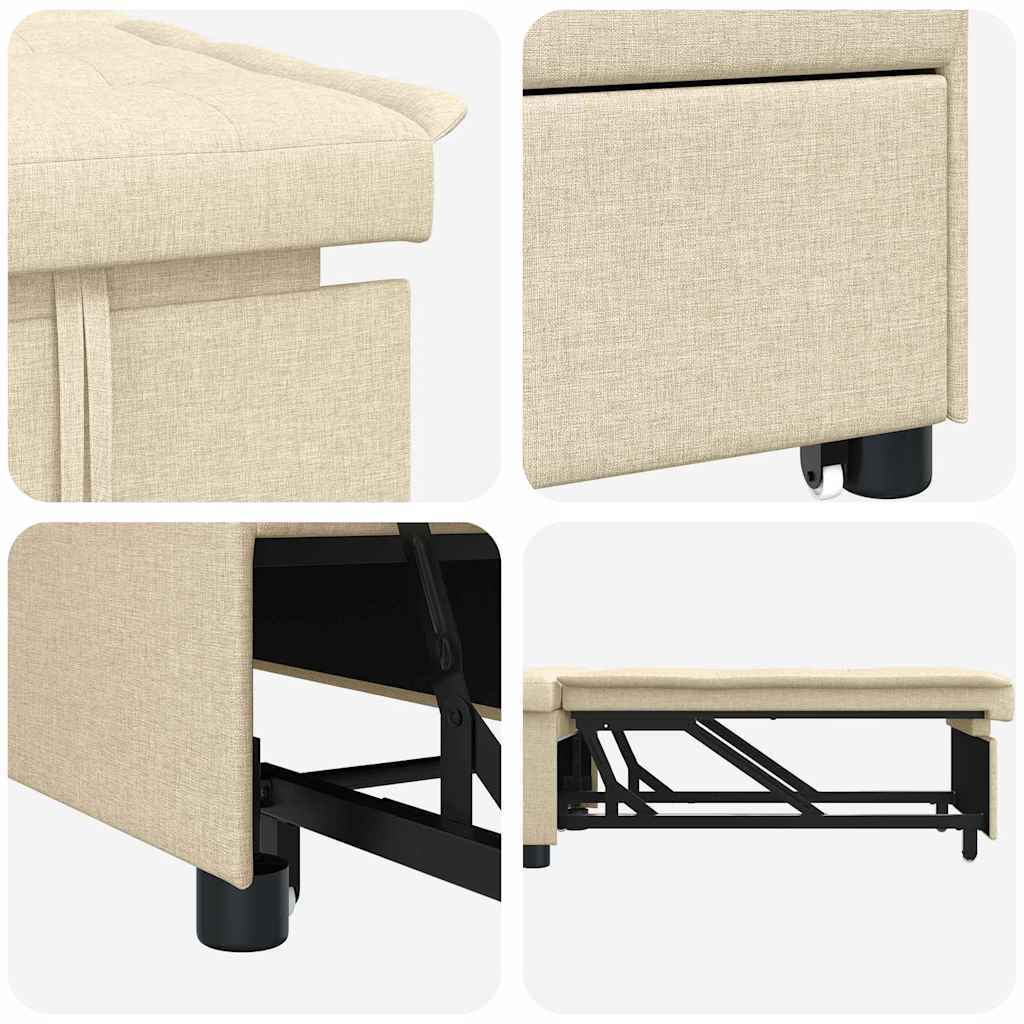 Canapé-lit escamotable Crème 194 x 50 x 82 cm tissu