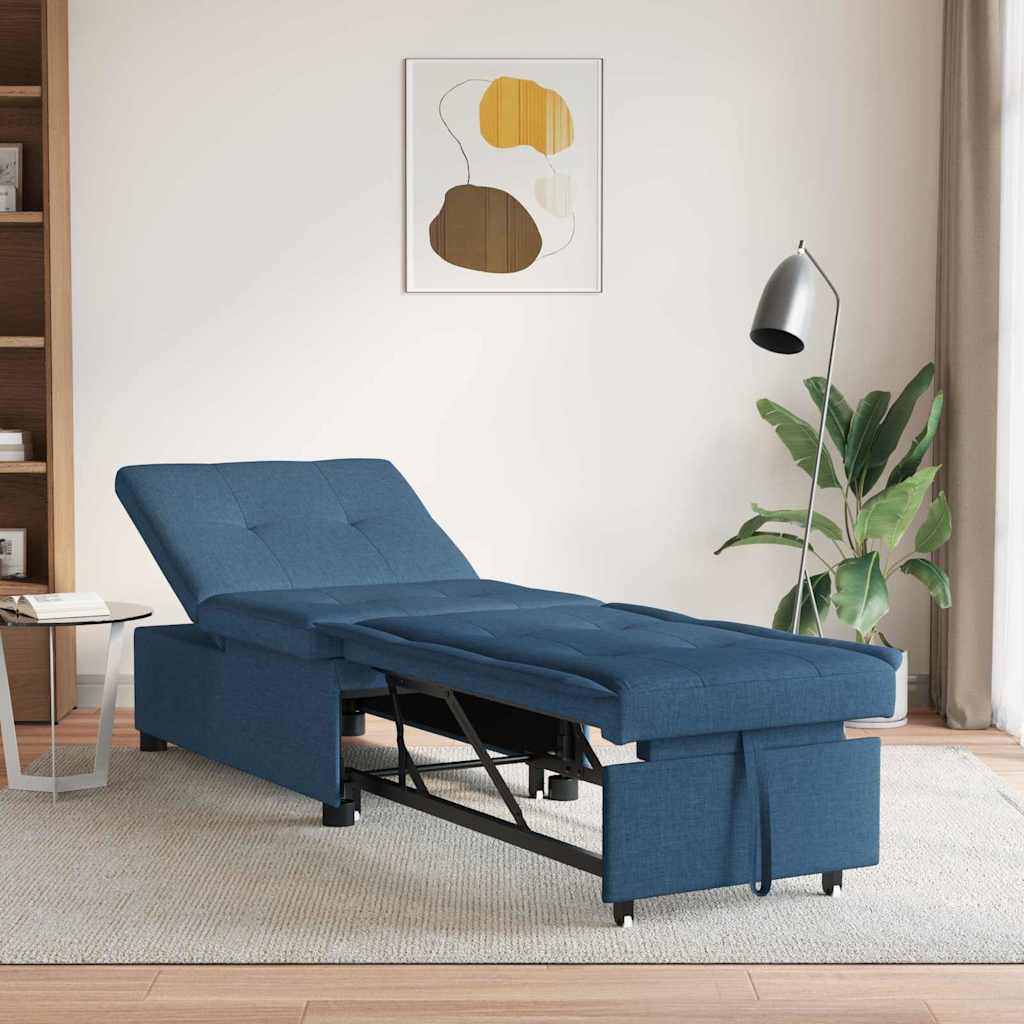 Canapé-lit escamotable Bleu 194 x 50 x 82 cm tissu