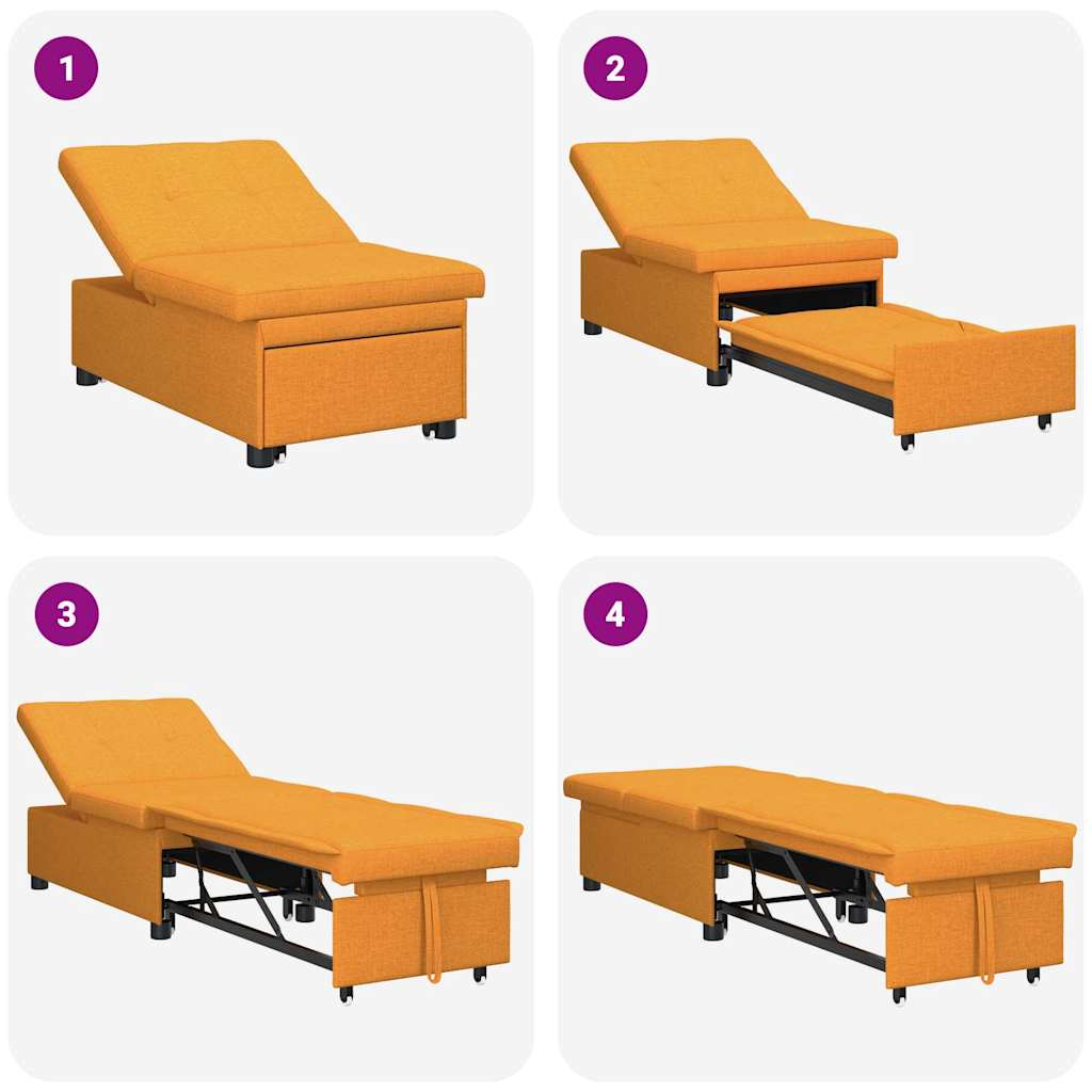 Canapé-lit escamotable Jaune foncé 194 x 50 x 82 cm tissu