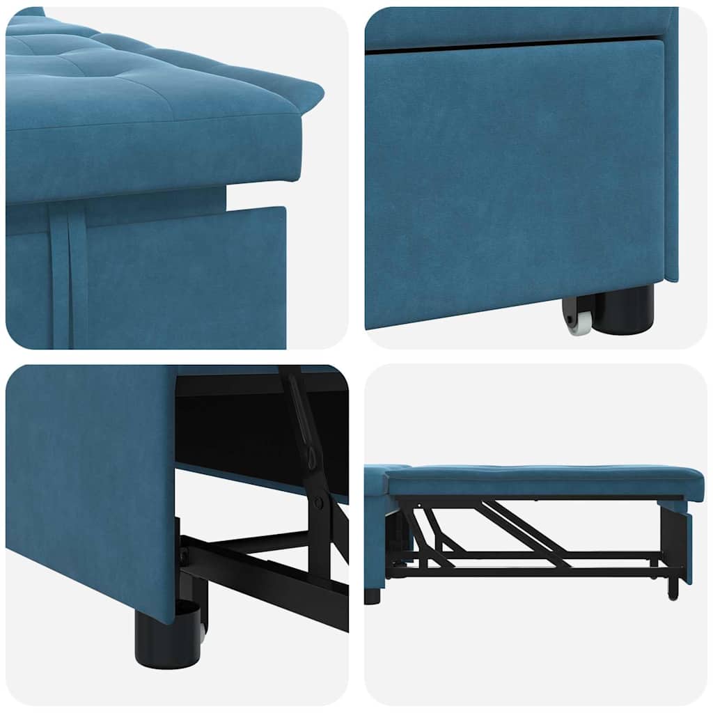 Canapé-Lit Bleu 194 x 67 x 82 cm Velours - XIOS