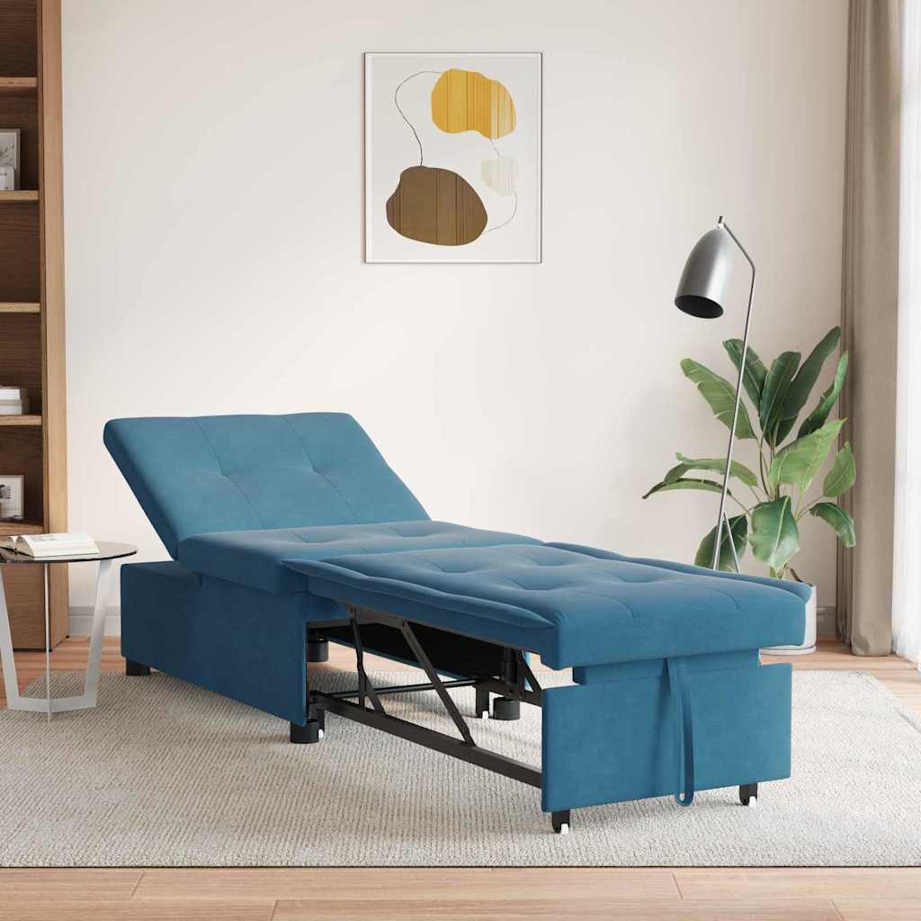 Canapé-Lit Bleu 194 x 67 x 82 cm Velours - XIOS