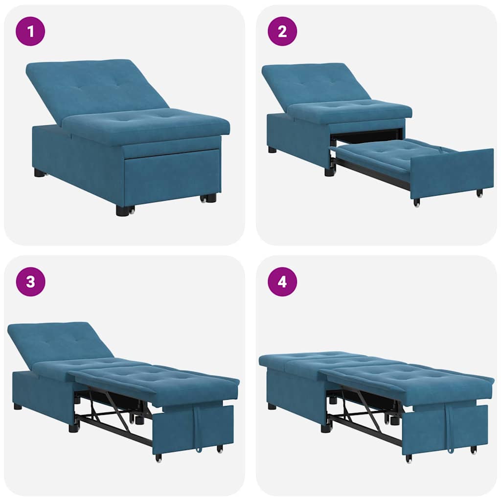 Canapé-Lit Bleu 194 x 67 x 82 cm Velours - XIOS