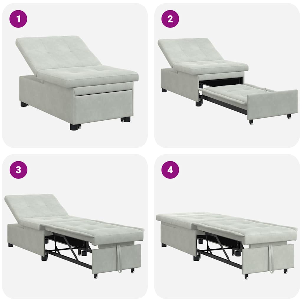 Canapé-lit Gris clair 67 x 194 x 38 cm Velours - XIOS