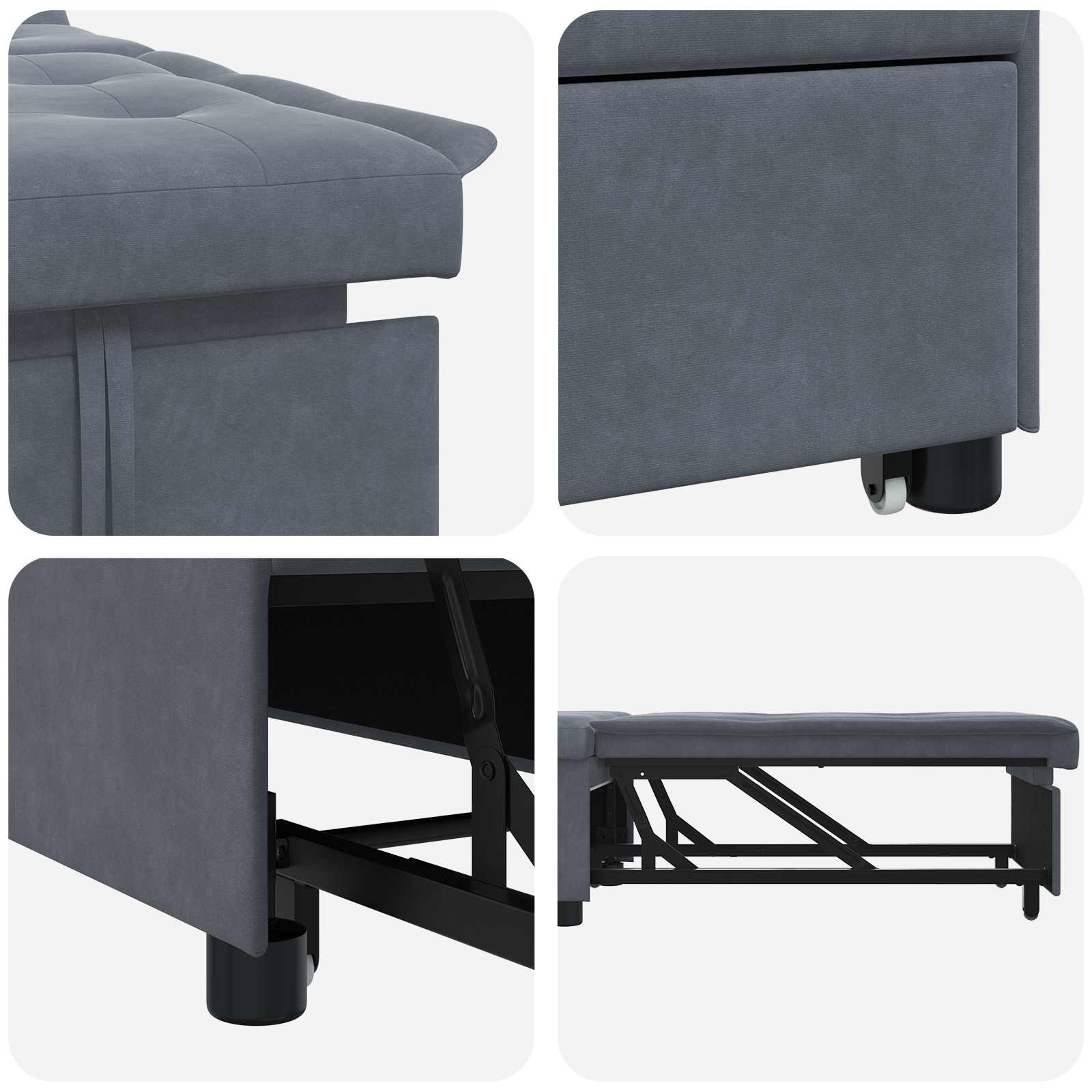 Canapé-Lit Gris foncé 194 x 67 x 82 cm Velours - XIOS