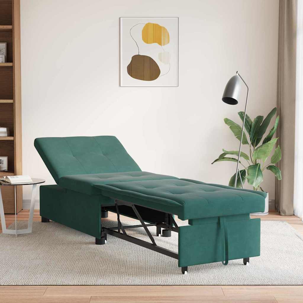 Canapé-Lit Vert foncé 194 x 67 x 82 cm Velours - XIOS