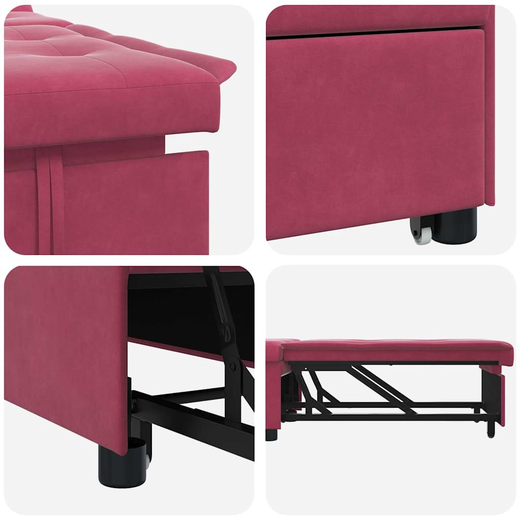 Canapé-lit Rouge bordeaux 67 x 194 x 38 cm Velours - XIOS