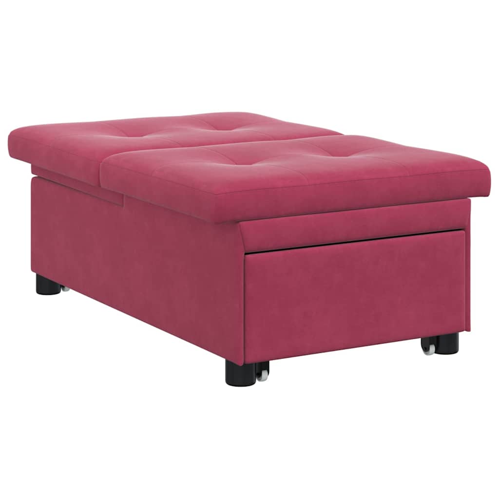 Canapé-lit Rouge bordeaux 67 x 194 x 38 cm Velours - XIOS
