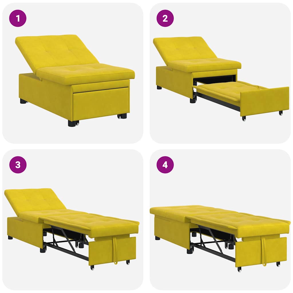 Canapé-Lit Jaune 194 x 67 x 82 cm Velours - XIOS