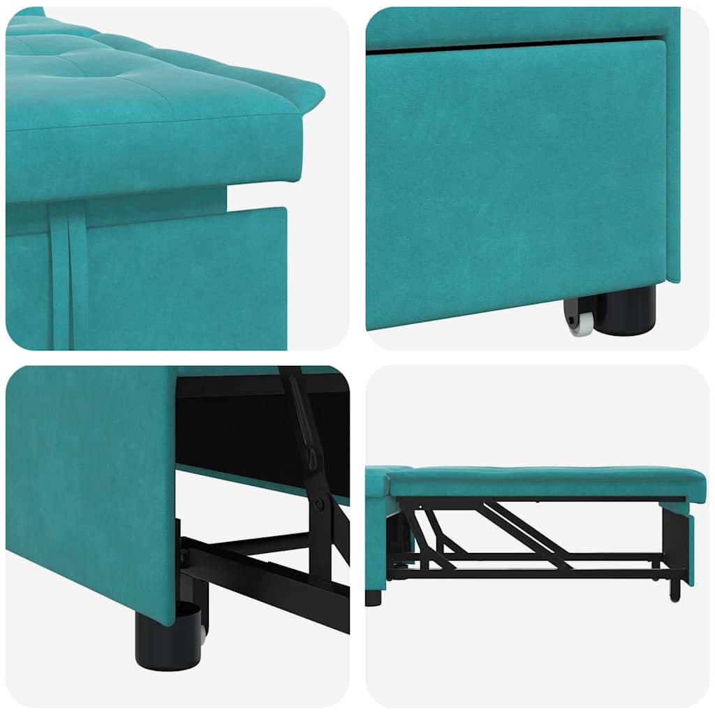 Canapé-Lit Turquoise 194 x 67 x 82 cm Velours - XIOS