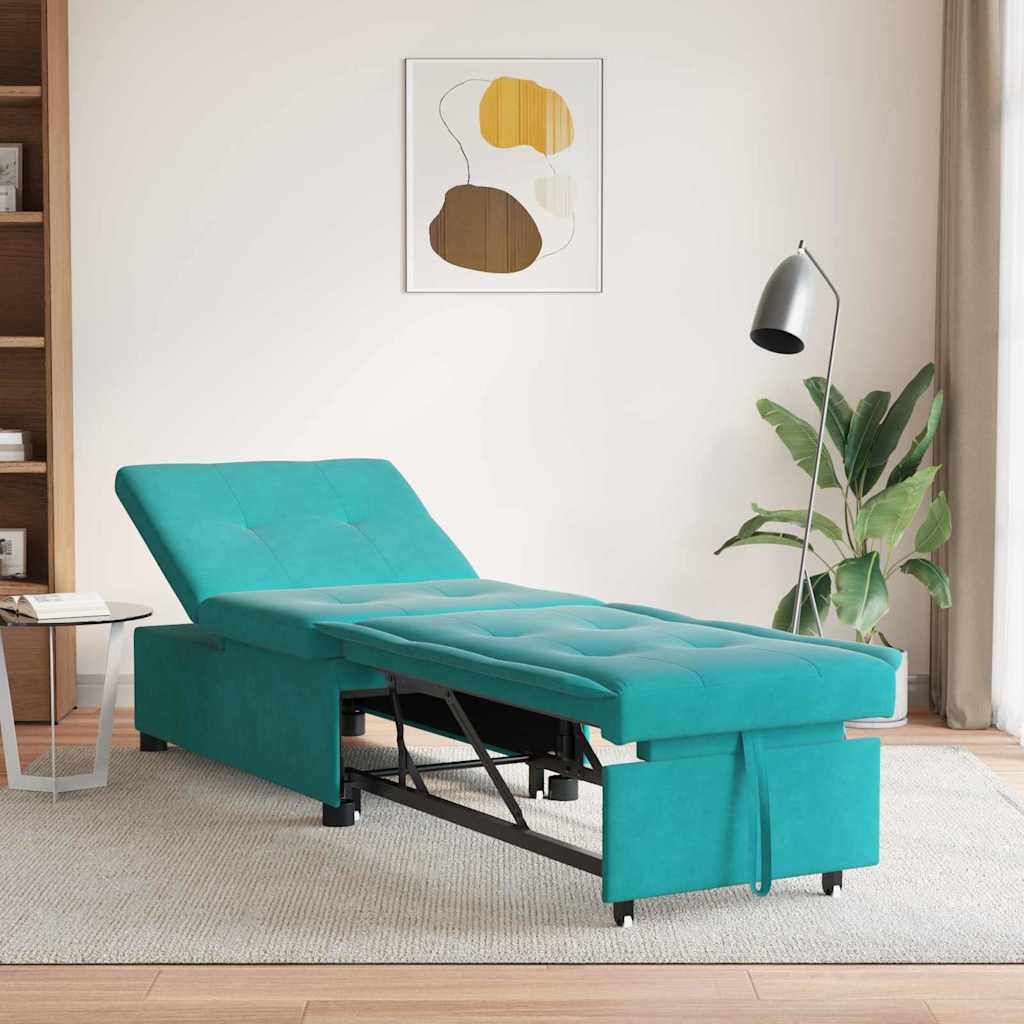 Canapé-Lit Turquoise 194 x 67 x 82 cm Velours - XIOS