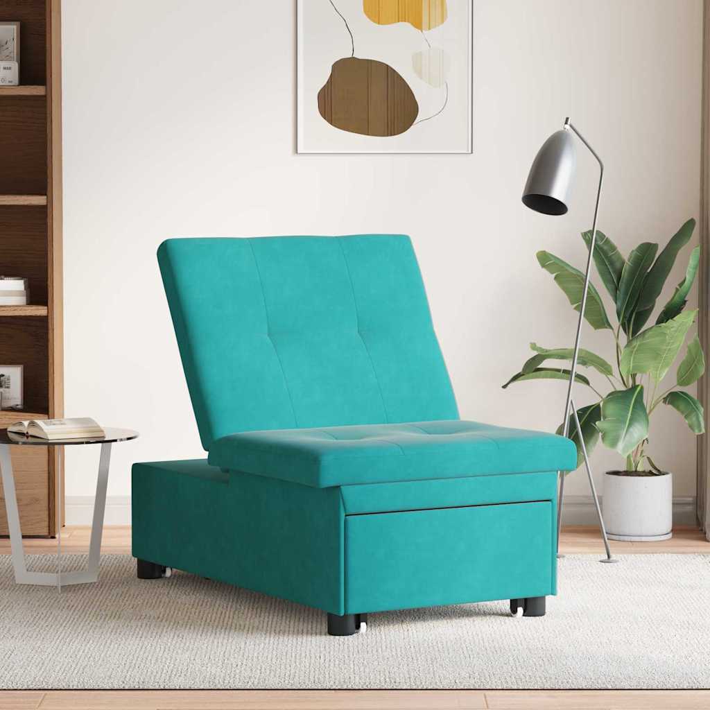 Canapé-Lit Turquoise 194 x 67 x 82 cm Velours - XIOS