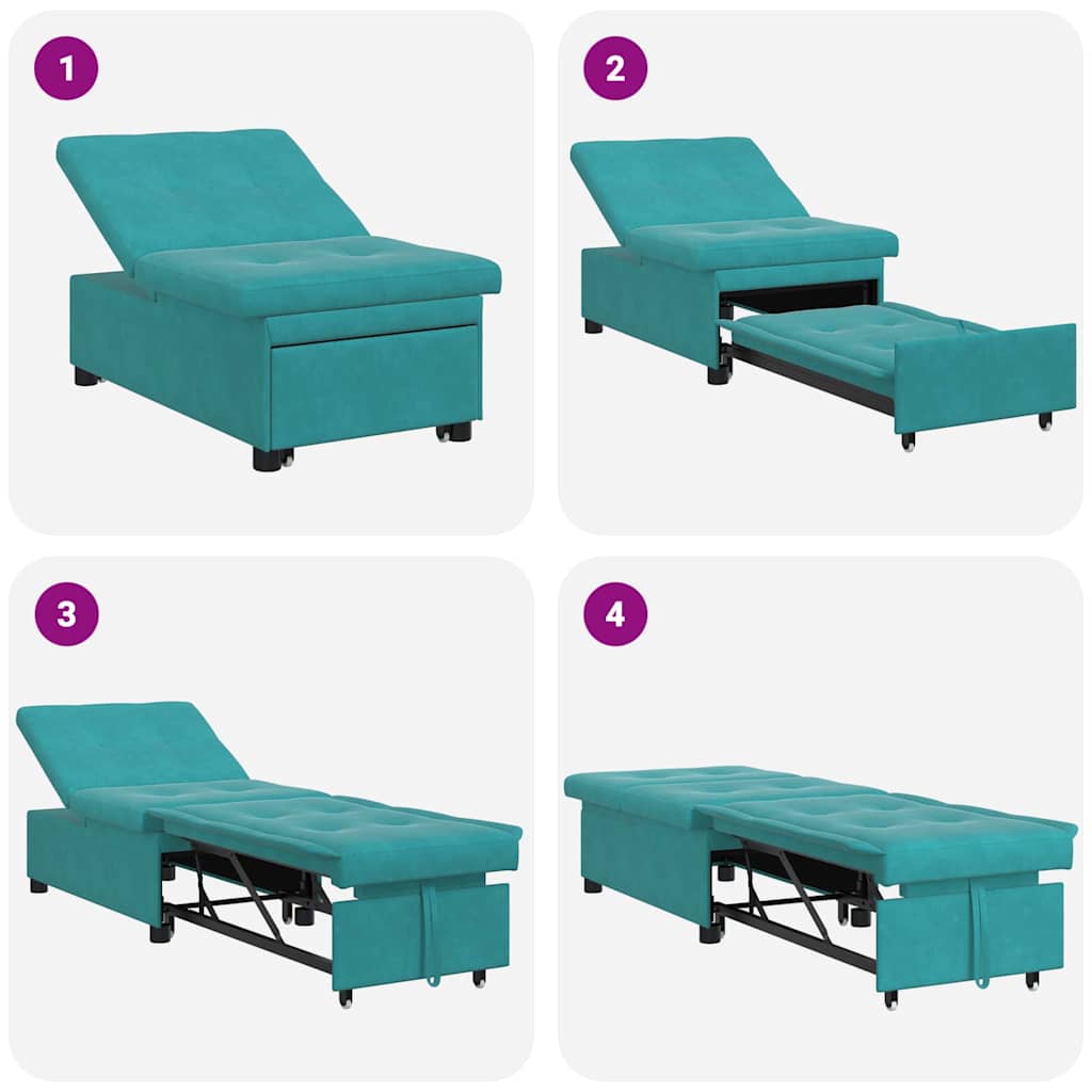 Canapé-Lit Turquoise 194 x 67 x 82 cm Velours - XIOS