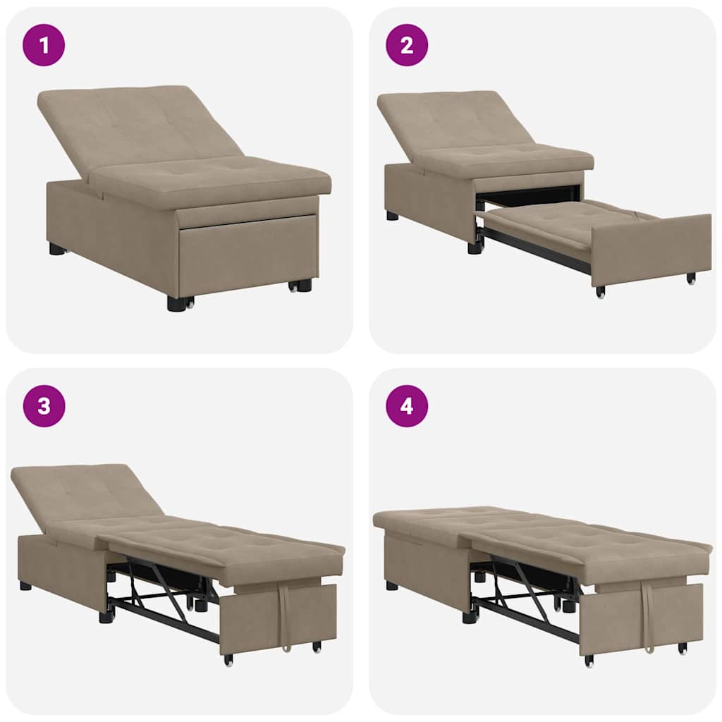 Canapé-lit escamotable Taupe 194 x 67 x 82 cm Microfibre - XIOS