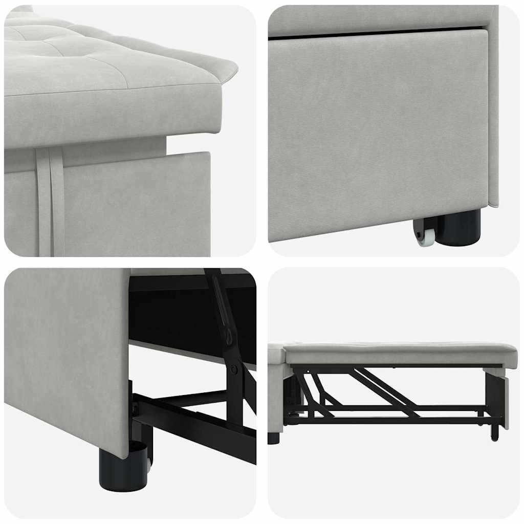 Canapé-lit escamotable Gris clair 194 x 67 x 82 cm Microfibre
