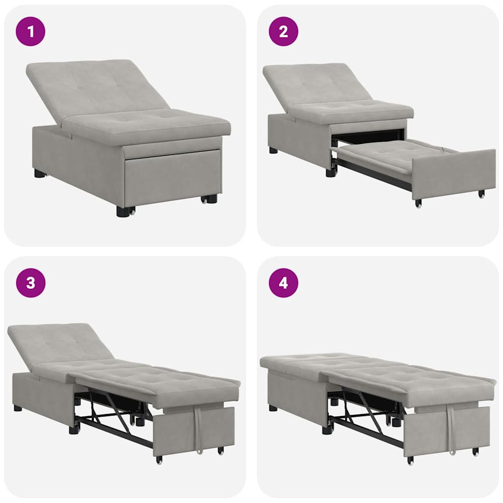 Canapé-lit escamotable Gris clair 194 x 67 x 82 cm Microfibre