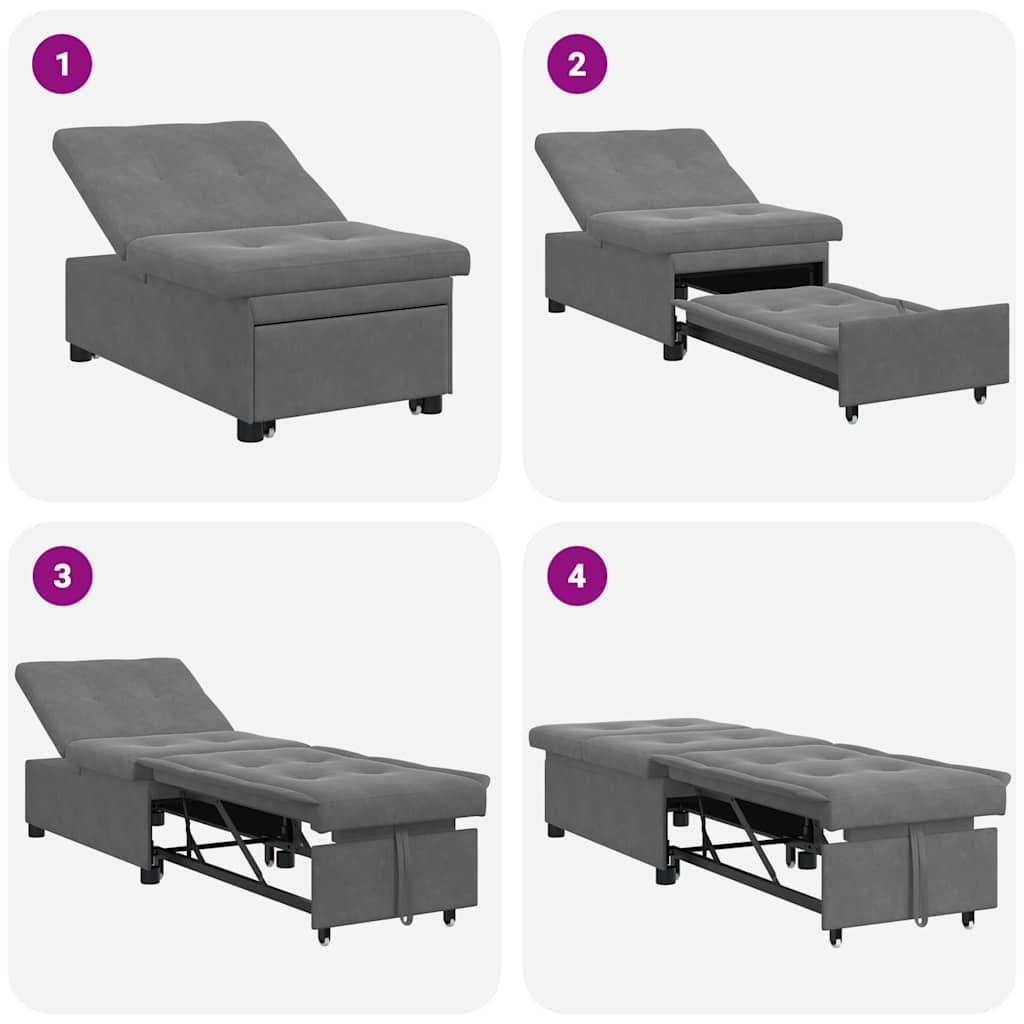 Canapé-lit escamotable Gris foncé 194 x 67 x 82 cm Microfibre - XIOS