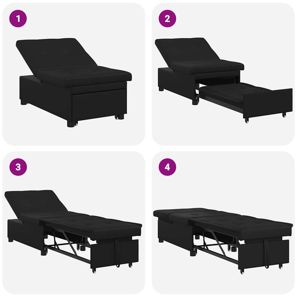 Canapé-Lit avec coussin Noir 67 x 194 x 82 cm Contreplaqué - XIOS