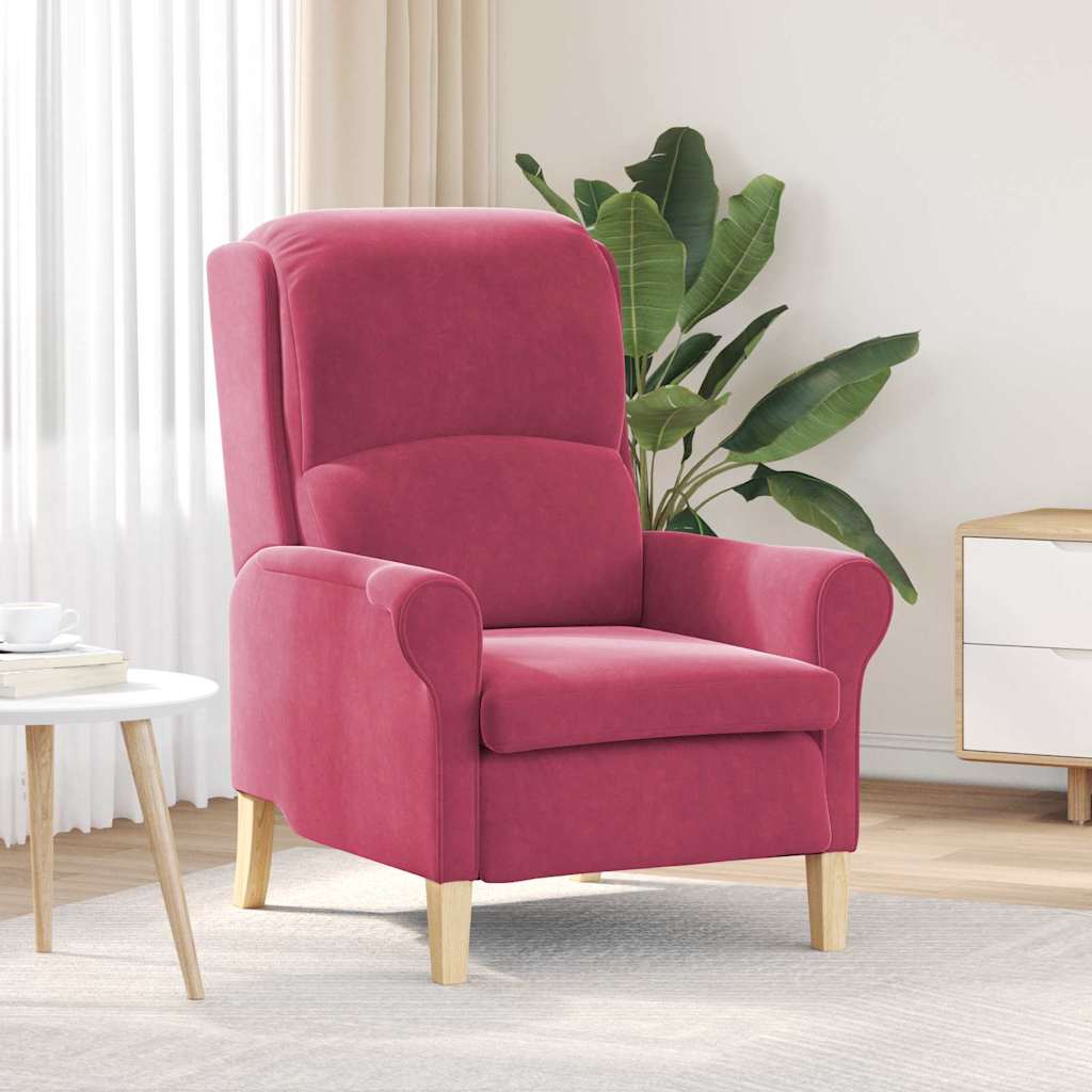 fauteuil Rouge bordeaux 76 x 94 x 102 cm Velours - XIOS