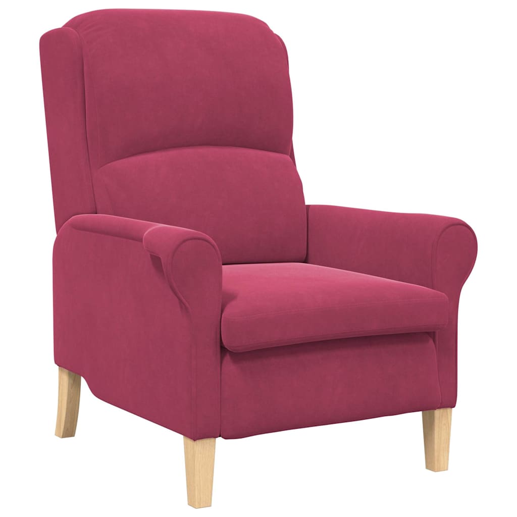 fauteuil Rouge bordeaux 76 x 94 x 102 cm Velours - XIOS