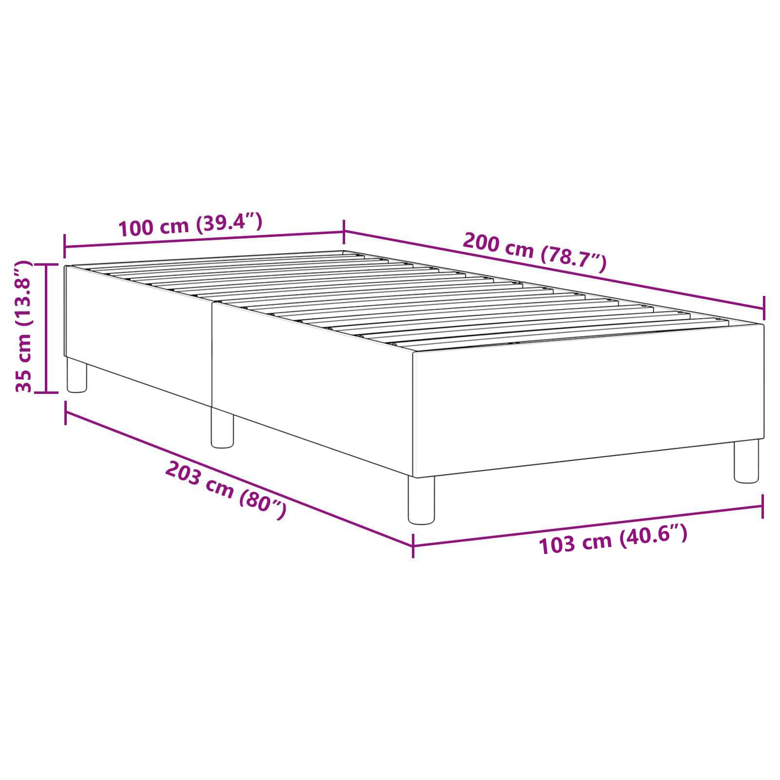 Cadre de lit plateforme Bleu 100 x 200 cm tissu - XIOS