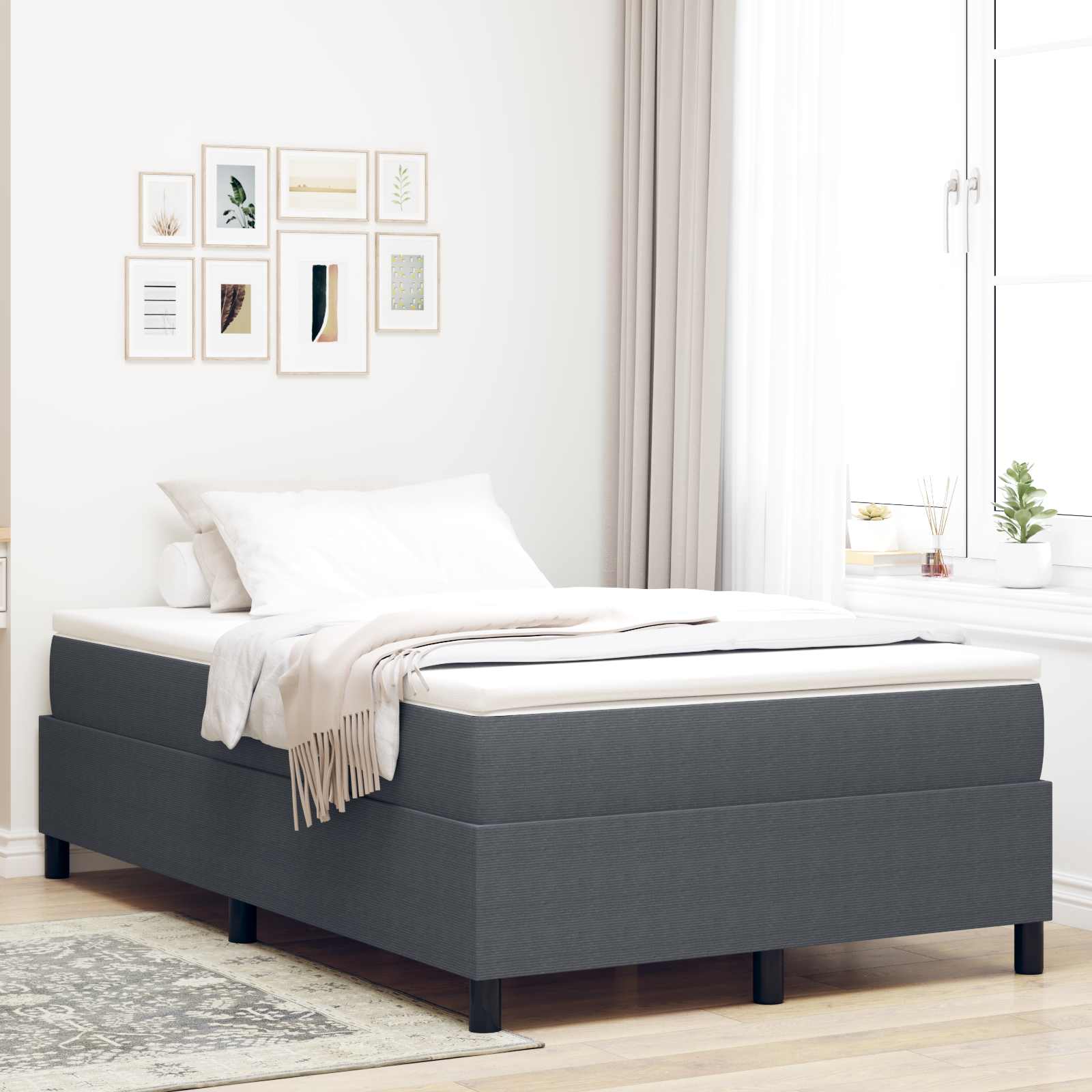 Cadre de lit plateforme Gris foncé 120 x 190 cm tissu - XIOS