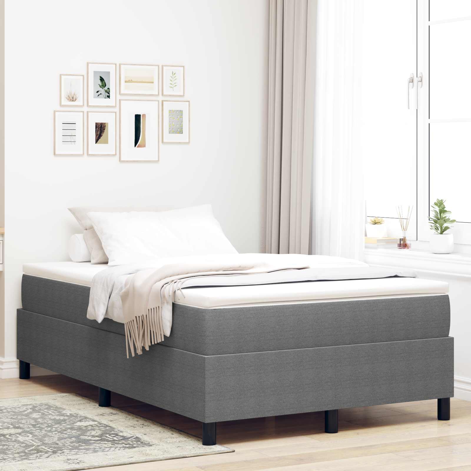Cadre de lit plateforme Gris clair 120 x 200 cm tissu - XIOS