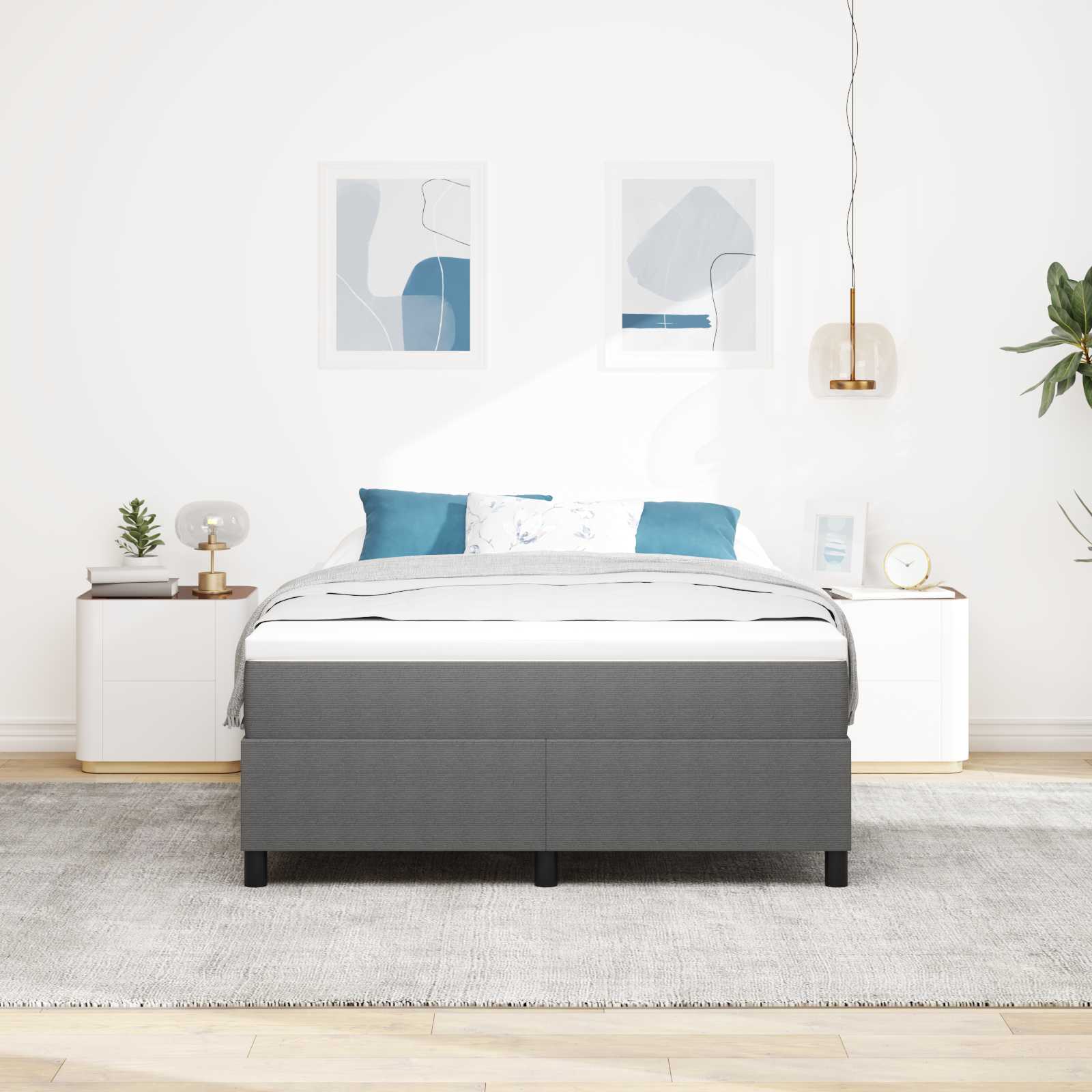 Cadre de lit plateforme Gris clair 140 x 190 cm tissu - XIOS