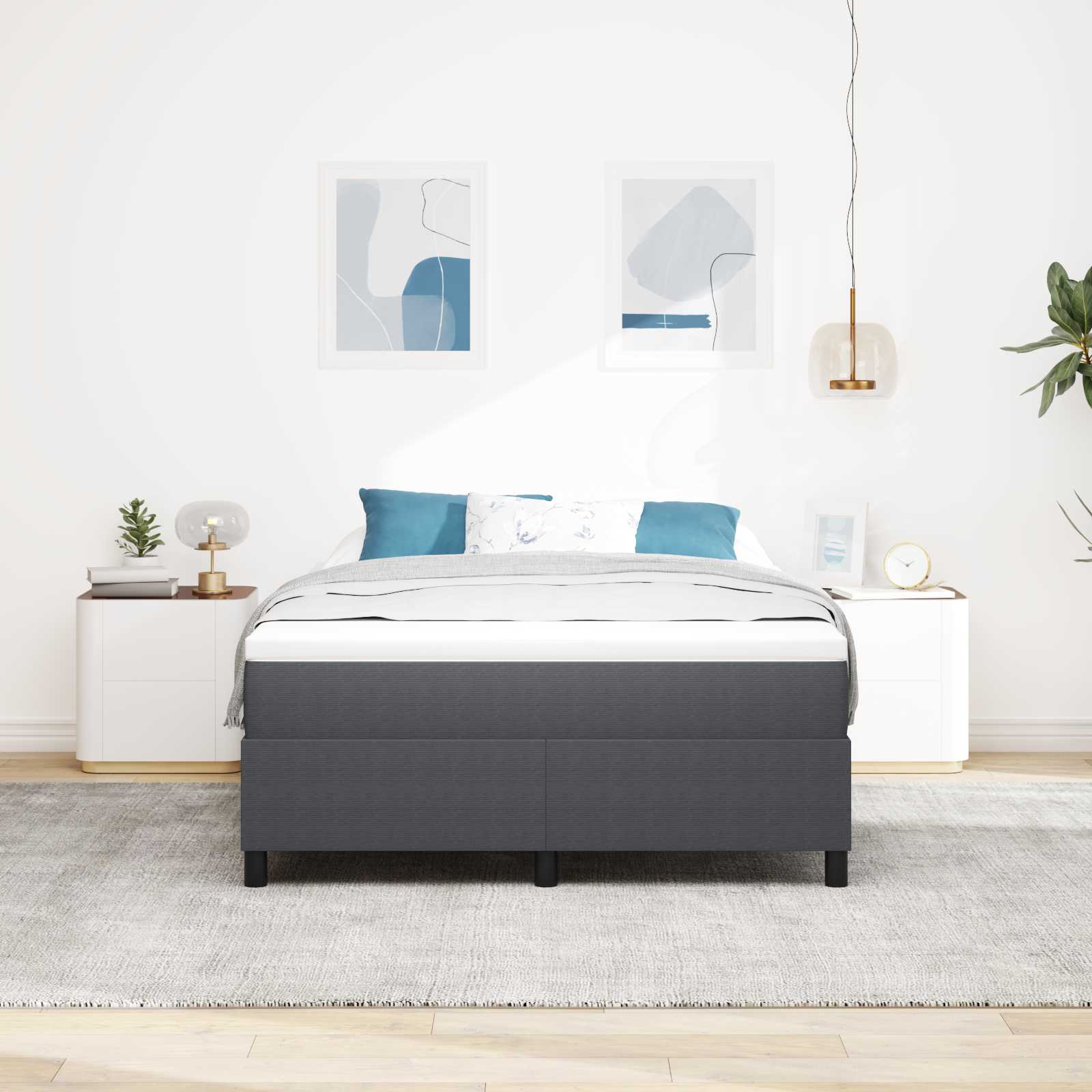 Cadre de lit plateforme Gris foncé 140 x 200 cm tissu - XIOS