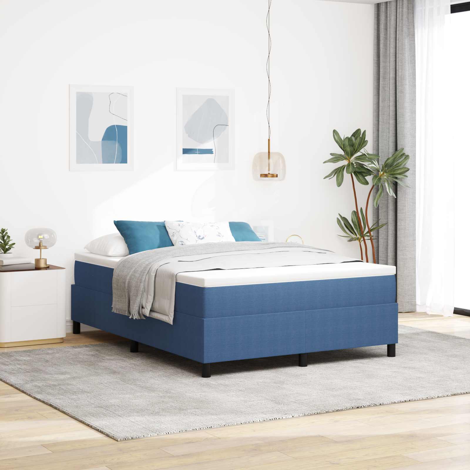 Cadre de lit plateforme Bleu 160 x 200 cm tissu - XIOS