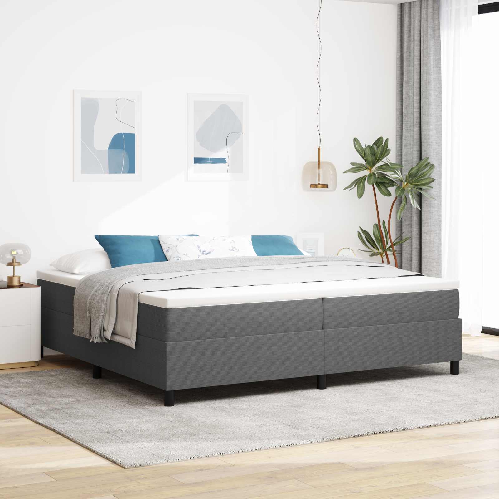 Cadre de lit plateforme Gris clair 200 x 200 cm tissu - XIOS