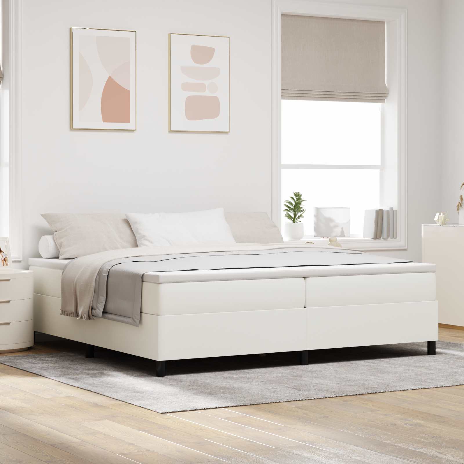 Cadre de lit plateforme Crème 200 x 200 cm tissu - XIOS