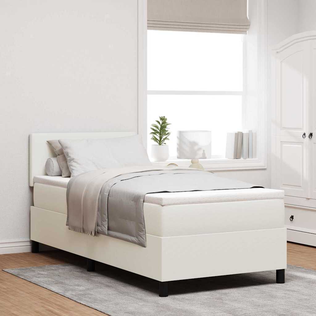 Lit à ressorts avec tête de lit Crème et Blanc 100 x 200 cm