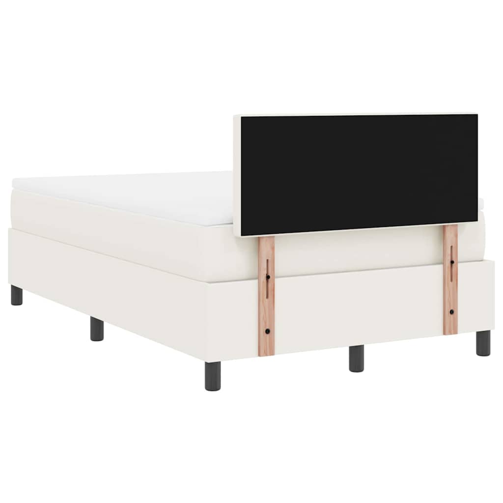 Lit à ressorts avec tête de lit Crème et Blanc 120 x 190 cm