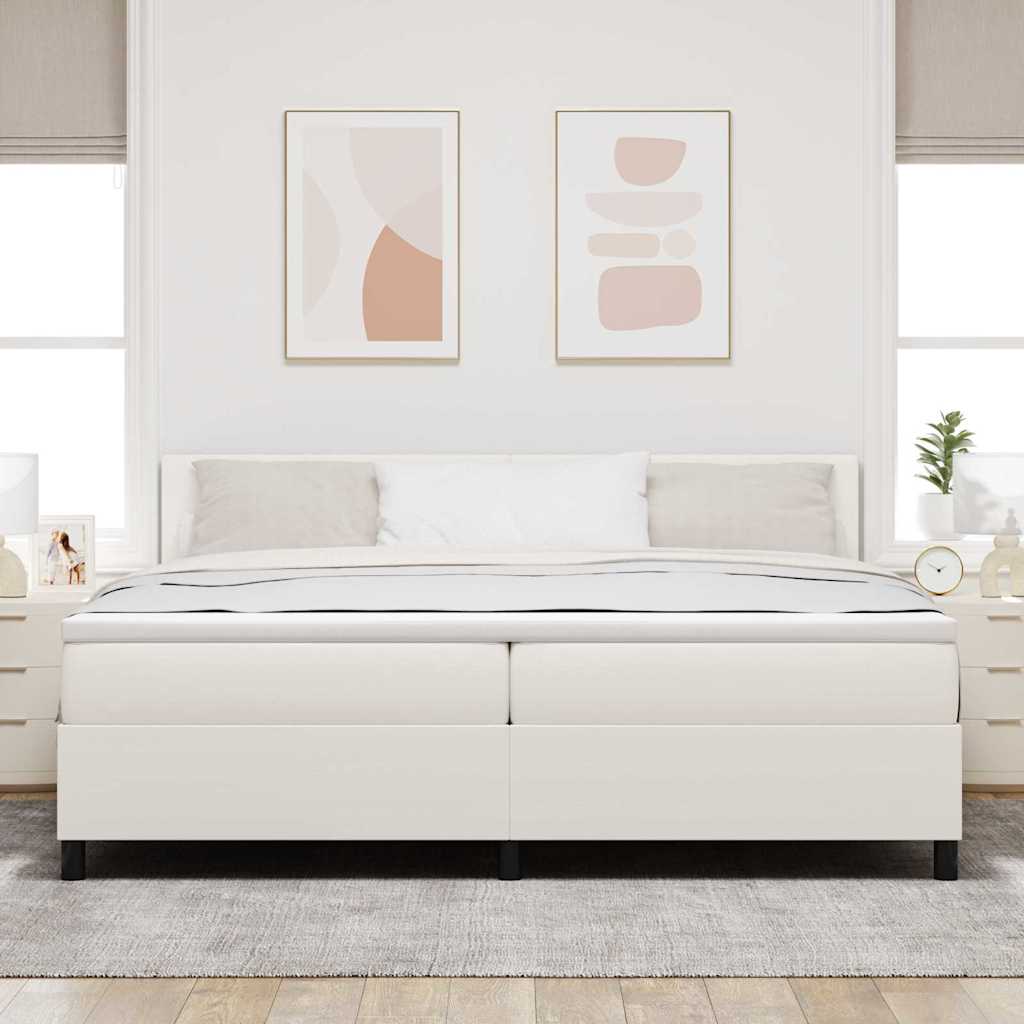 Lit à ressorts avec tête de lit Crème et Blanc 200 x 200 cm - XIOS