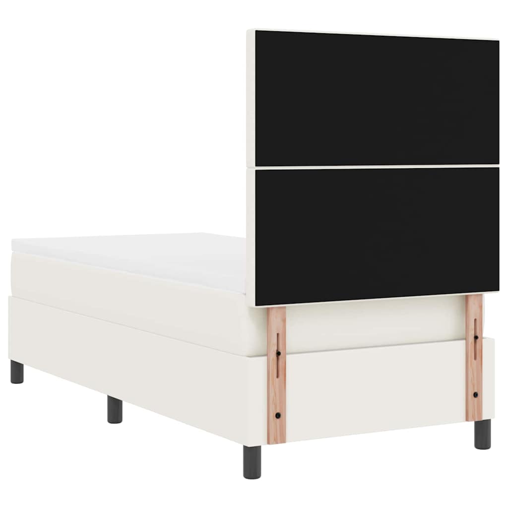 Lit à ressorts avec tête de lit Crème et Blanc 80 x 200 cm
