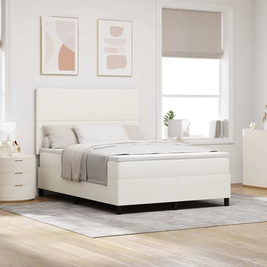 Lit à ressorts avec tête de lit Crème et Blanc 140 x 190 cm - XIOS