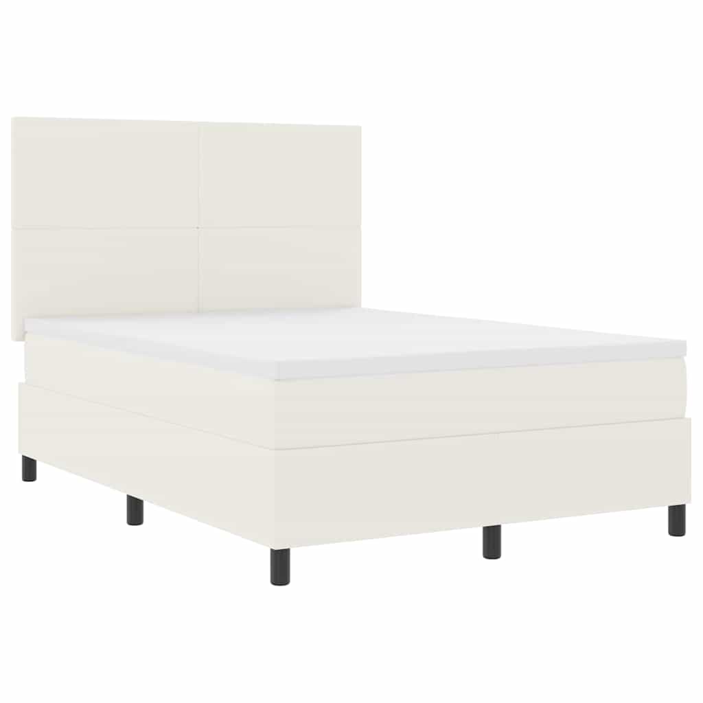 Lit à ressorts avec tête de lit Crème et Blanc 140 x 190 cm - XIOS