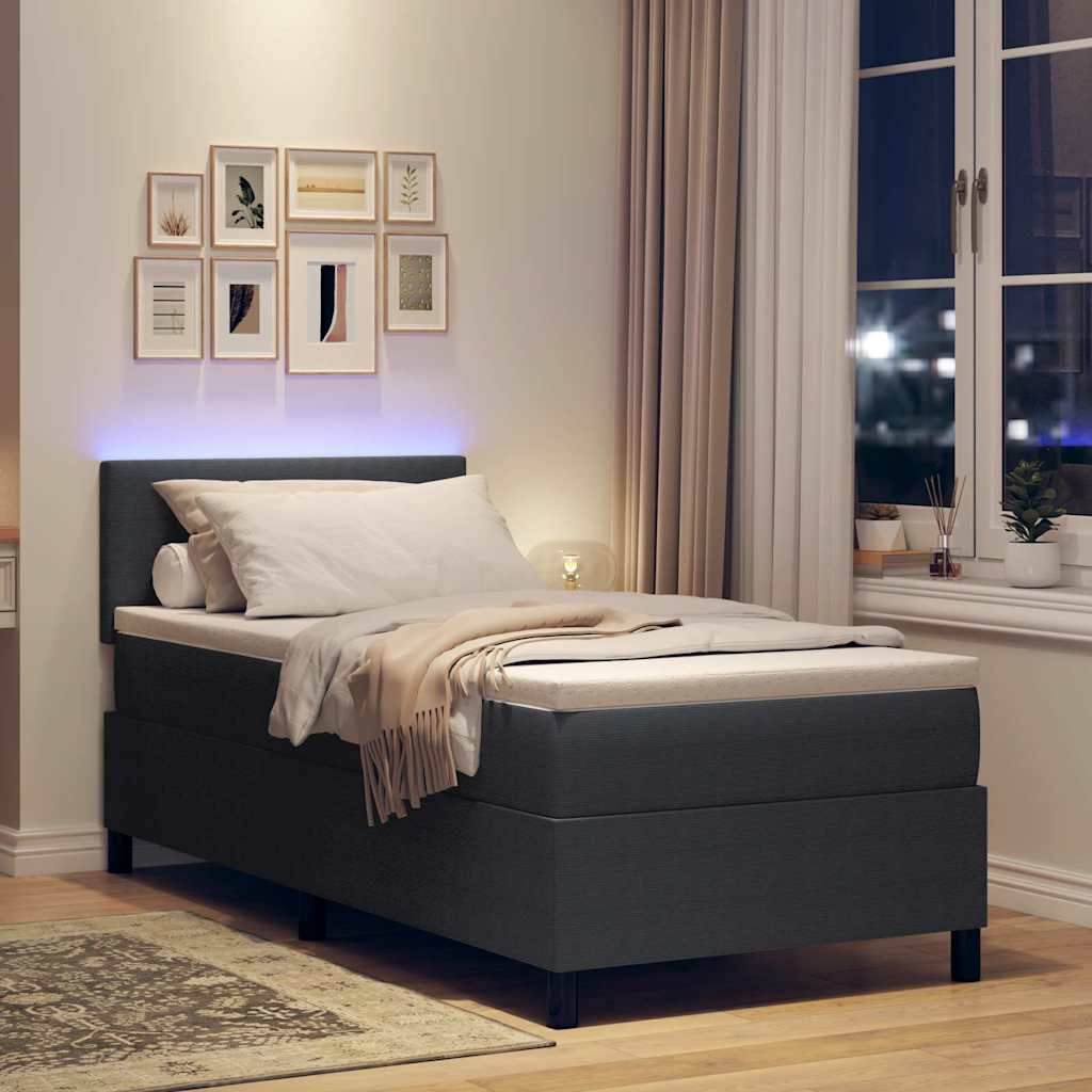Lit à ressort LED Gris foncé et blanc 80 x 200 cm