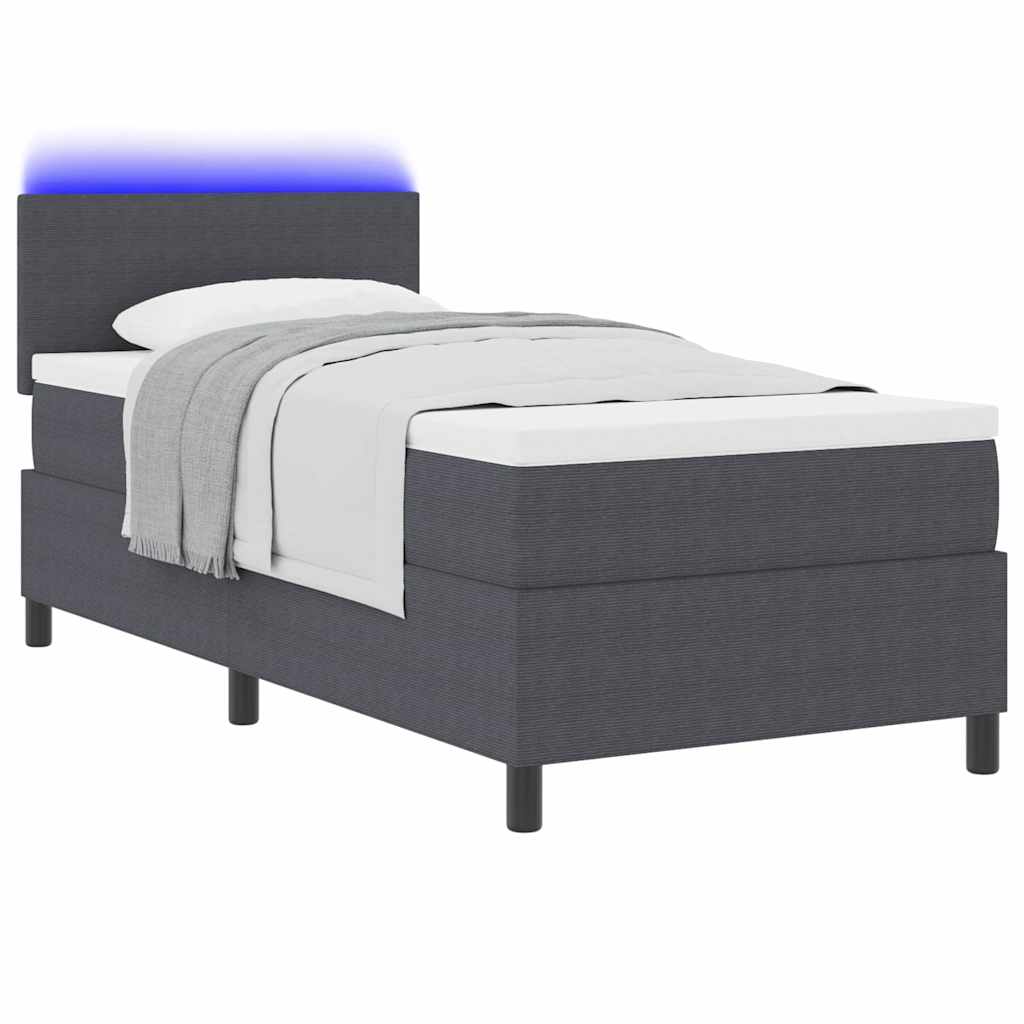 Lit à ressort LED Gris foncé et blanc 80 x 200 cm