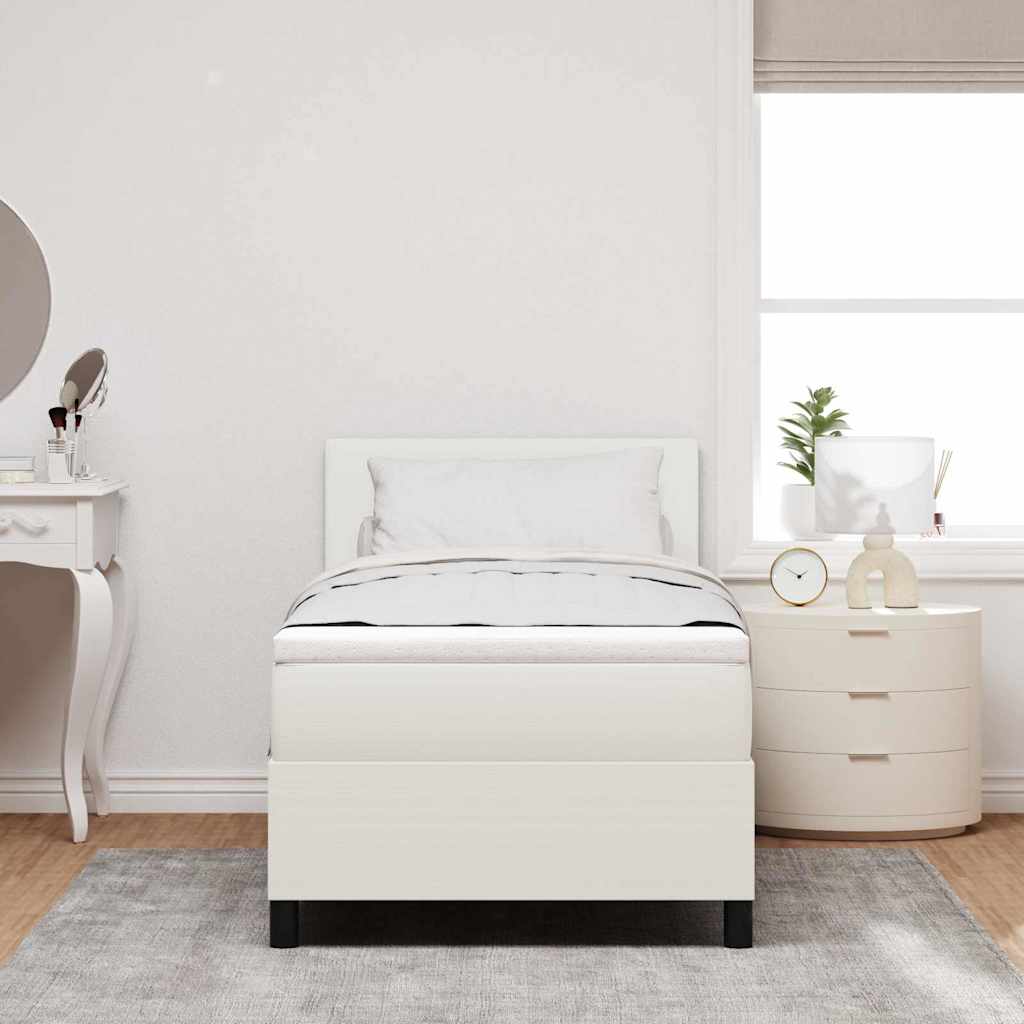 Lit à ressort LED avec tête de lit Crème et Blanc 100 x 200 cm