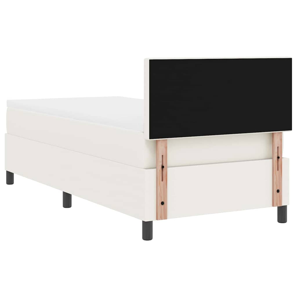 Lit à ressort LED avec tête de lit Crème et Blanc 100 x 200 cm