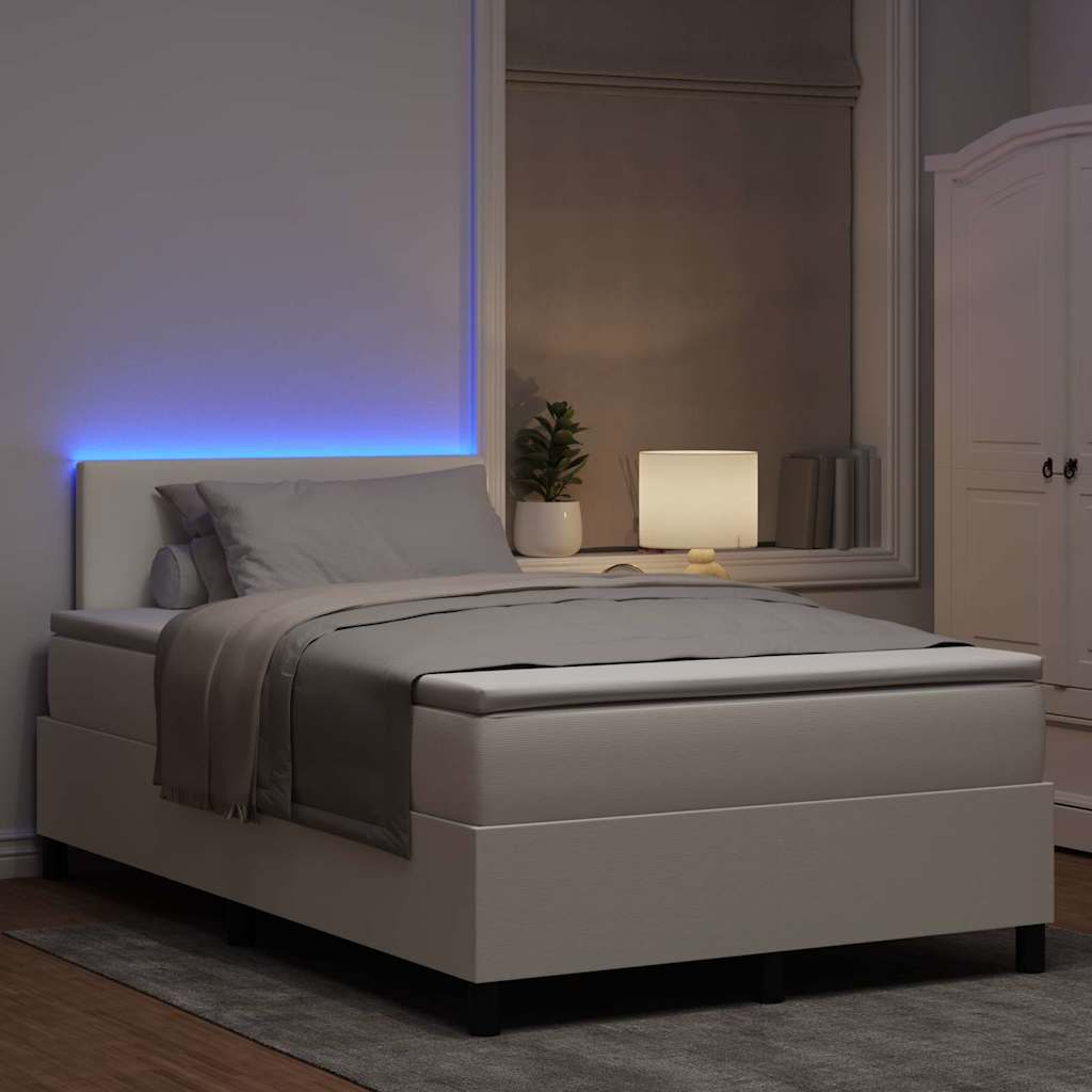 Lit à ressort LED avec tête de lit Crème et Blanc 120 x 190 cm - XIOS