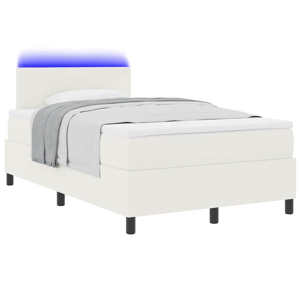 Lit à ressort LED avec tête de lit Crème et Blanc 120 x 190 cm - XIOS