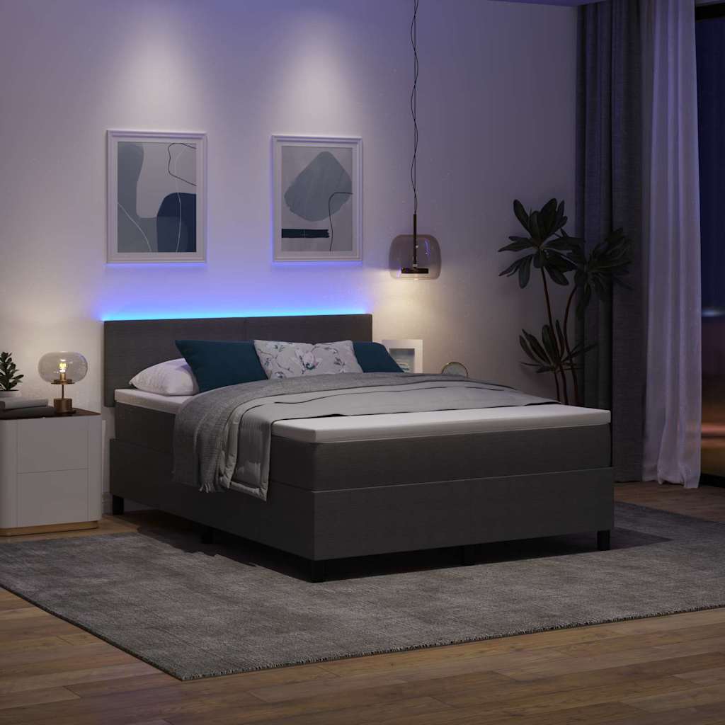 Lit à ressort LED Gris clair et blanc 140 x 190 cm - XIOS